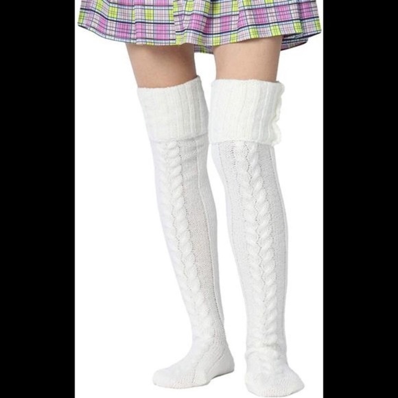 Nyaon Women's Cable Knit Thigh High Boot Socks Extra Long Winter Stocking - Picture 2 of 5